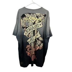 Ed Hardy Christian Audigier Erase All Fears Ombre Graphic Tee Grey Black XXXXL